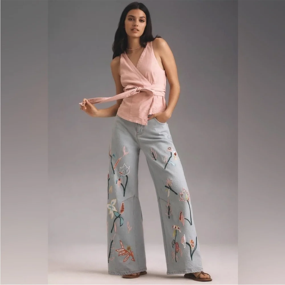 Pilcro Embroidered Bowed Slouch High-Rise Jeans - Picture 5 of 8